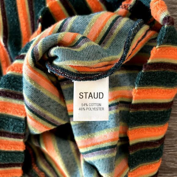 STAUD Striped Green and Tan Midi Dress - Picture 12 of 16